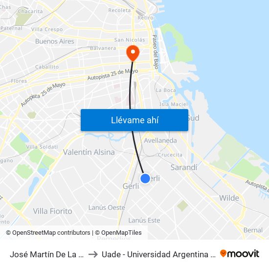 José Martín De La Serna, 922 to Uade - Universidad Argentina De La Empresa map