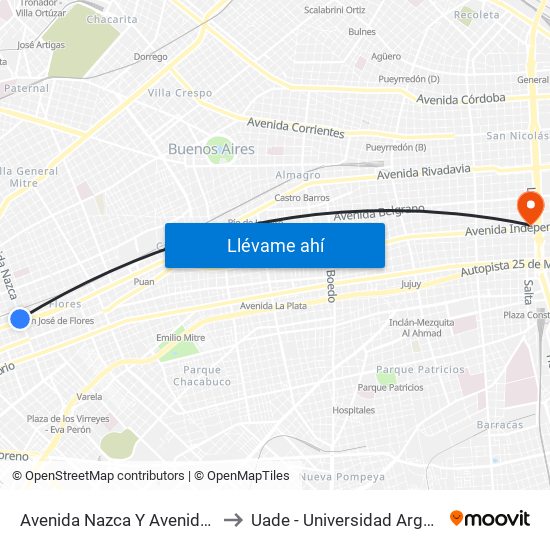 Avenida Nazca Y Avenida Rivadavia (63 - 145) to Uade - Universidad Argentina De La Empresa map