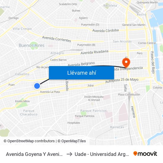 Avenida Goyena Y Avenida José María Moreno to Uade - Universidad Argentina De La Empresa map