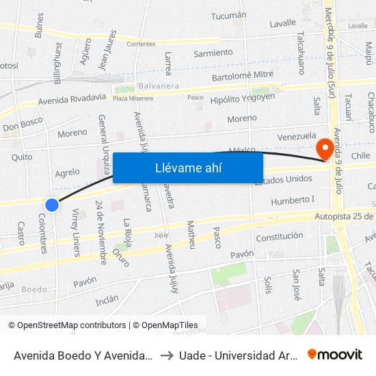 Avenida Boedo Y Avenida Independencia (75 - 160) to Uade - Universidad Argentina De La Empresa map
