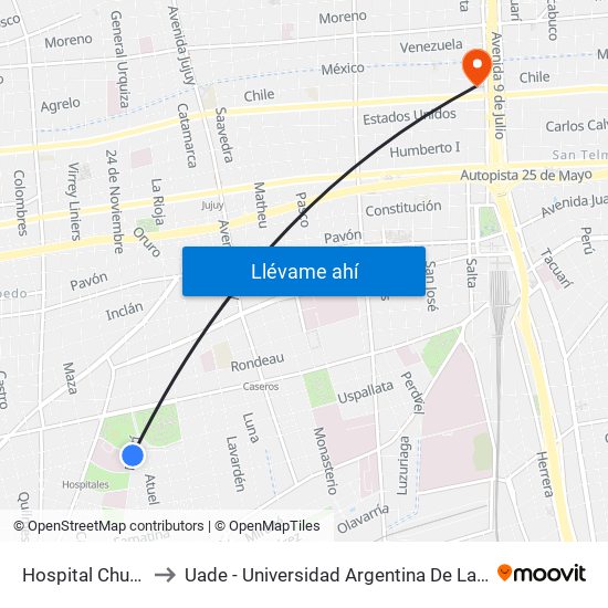 Hospital Churruca to Uade - Universidad Argentina De La Empresa map