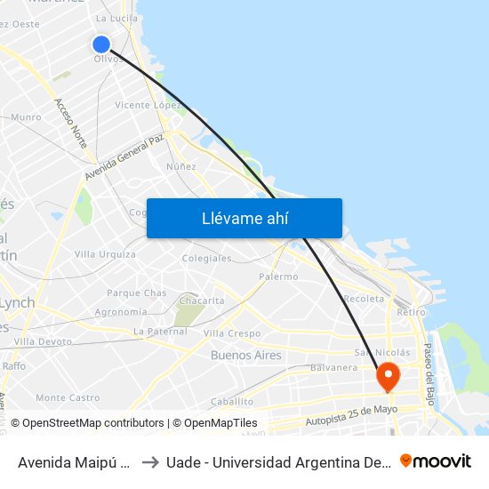 Avenida Maipú Y Roma to Uade - Universidad Argentina De La Empresa map