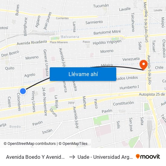 Avenida Boedo Y Avenida Independencia (7 - 88) to Uade - Universidad Argentina De La Empresa map