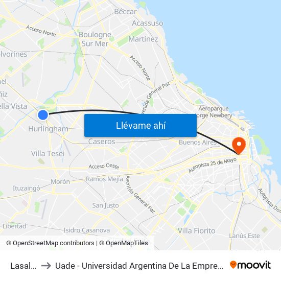 Lasalle to Uade - Universidad Argentina De La Empresa map