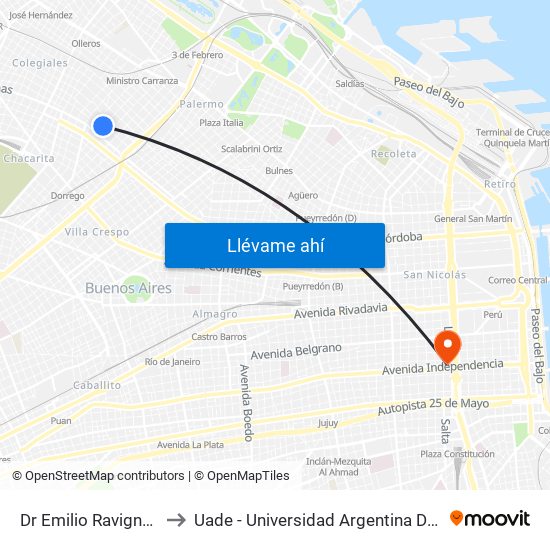 Dr Emilio Ravignani 1493 to Uade - Universidad Argentina De La Empresa map