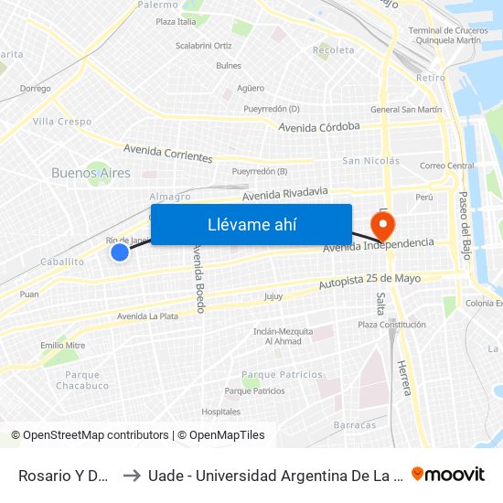 Rosario Y Doblas to Uade - Universidad Argentina De La Empresa map