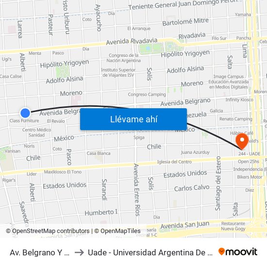 Av. Belgrano Y Alberti to Uade - Universidad Argentina De La Empresa map