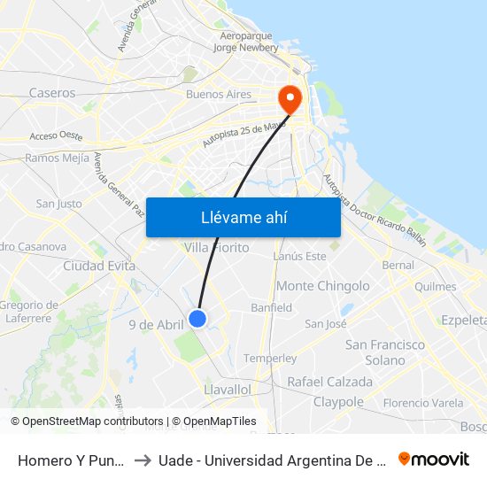Homero Y Punta Alta to Uade - Universidad Argentina De La Empresa map