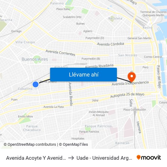 Avenida Acoyte Y Avenida Rivadavia (55 - 145) to Uade - Universidad Argentina De La Empresa map