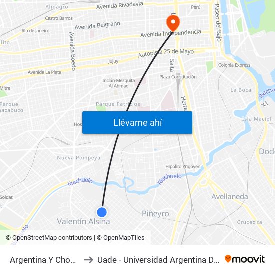 Argentina Y Choele Choel to Uade - Universidad Argentina De La Empresa map