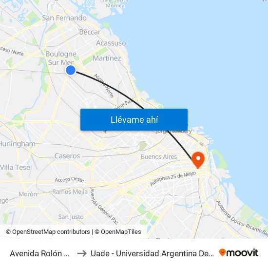Avenida Avelino Rolón, 1426 to Uade - Universidad Argentina De La Empresa map