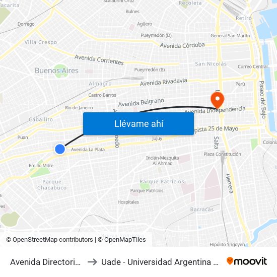 Avenida Directorio Y Riglos to Uade - Universidad Argentina De La Empresa map