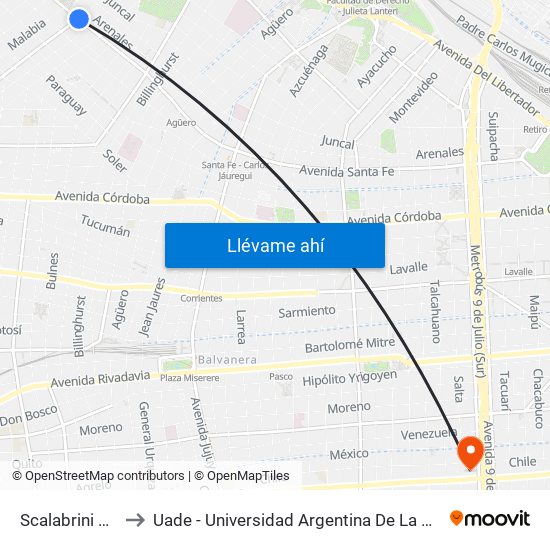 Scalabrini Ortiz to Uade - Universidad Argentina De La Empresa map