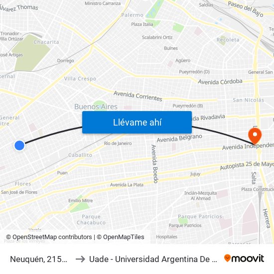 Neuquén, 2152-2176 to Uade - Universidad Argentina De La Empresa map