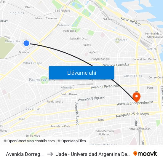 Avenida Dorrego, 1065 to Uade - Universidad Argentina De La Empresa map