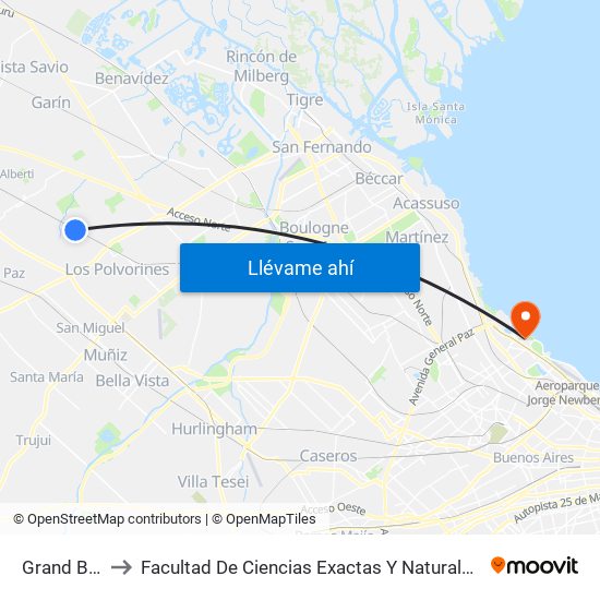 Grand Bourg to Facultad De Ciencias Exactas Y Naturales - Pabellón 2 map
