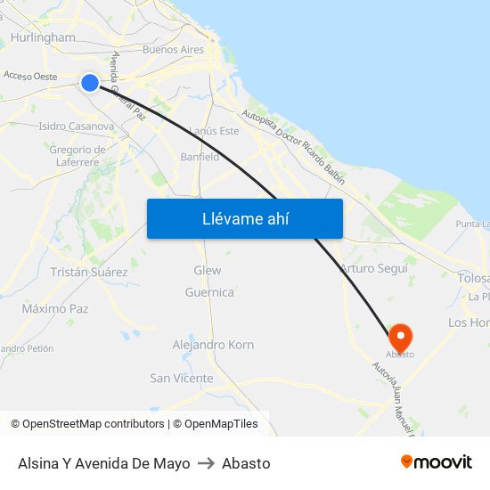 Alsina Y Avenida De Mayo to Abasto map