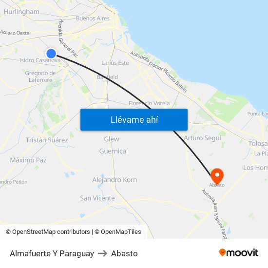 Almafuerte Y Paraguay to Abasto map