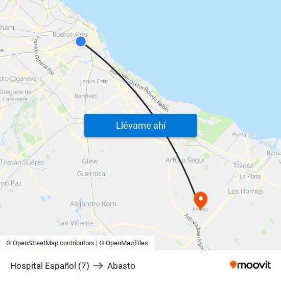 Hospital Español (7) to Abasto map