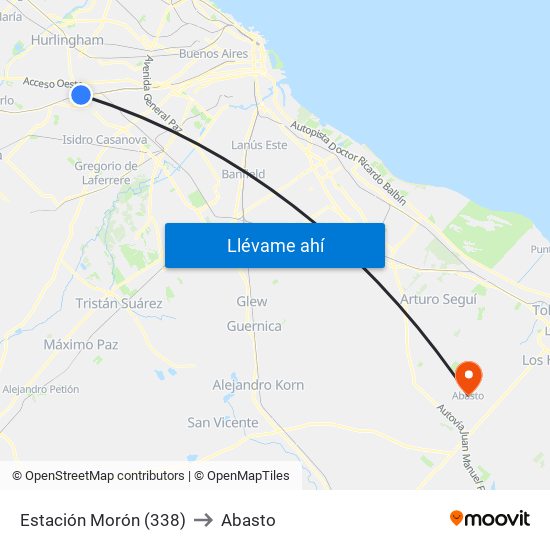 Estación Morón (338) to Abasto map