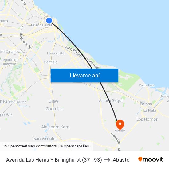 Avenida Las Heras Y Billinghurst (37 - 93) to Abasto map