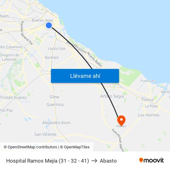 Hospital Ramos Mejía (31 - 32 - 41) to Abasto map