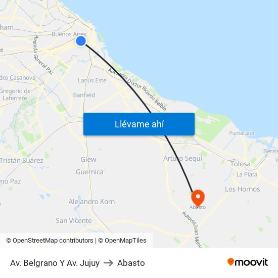 Av. Belgrano Y Av. Jujuy to Abasto map