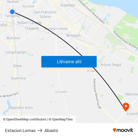 Estacion Lomas to Abasto map