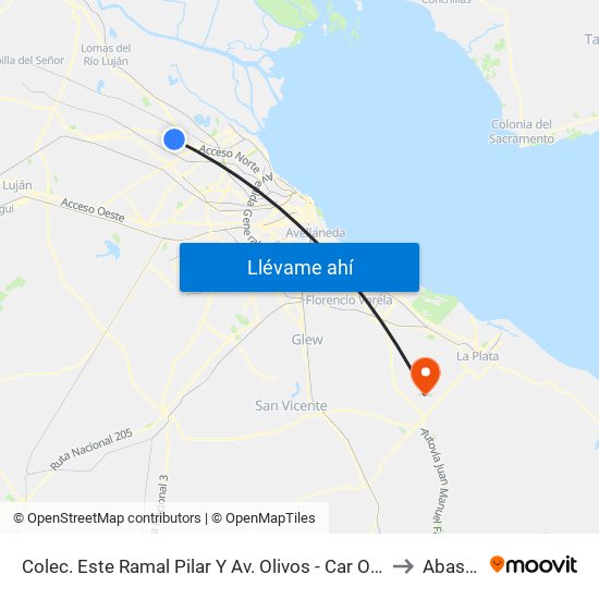 Colec. Este Ramal Pilar Y Av. Olivos - Car One to Abasto map