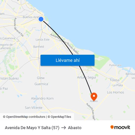 Avenida De Mayo Y Salta (57) to Abasto map