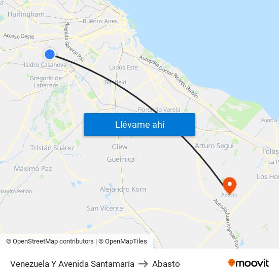 Venezuela Y Avenida Santamaría to Abasto map
