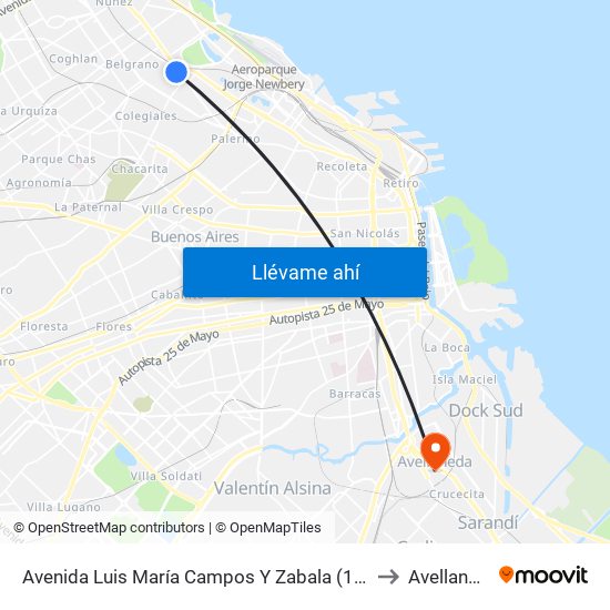 Avenida Luis María Campos Y Zabala (15 - 29) to Avellaneda map