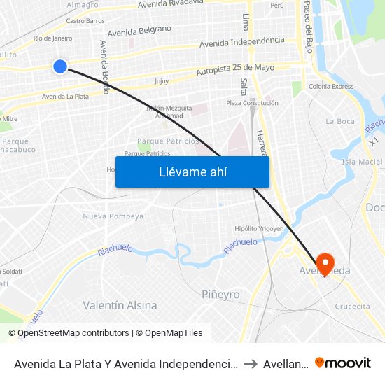 Avenida La Plata Y Avenida Independencia (65 - 119) to Avellaneda map