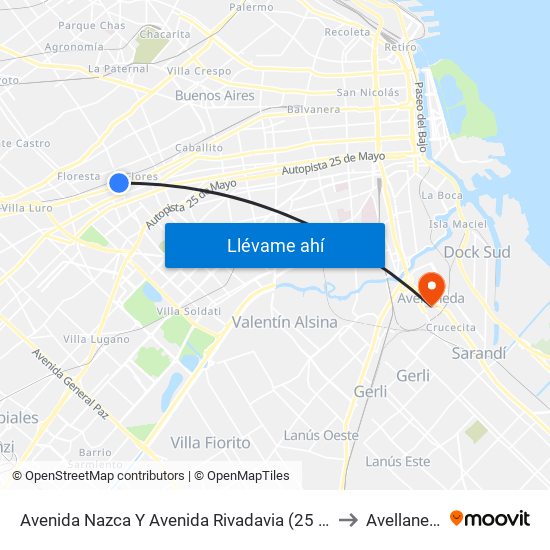 Avenida Nazca Y Avenida Rivadavia (25 - 53) to Avellaneda map