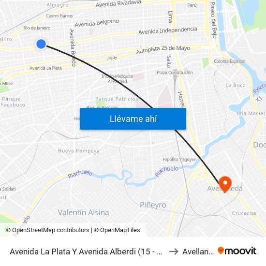 Avenida La Plata Y Avenida Alberdi (15 - 65 - 85 - 119) to Avellaneda map