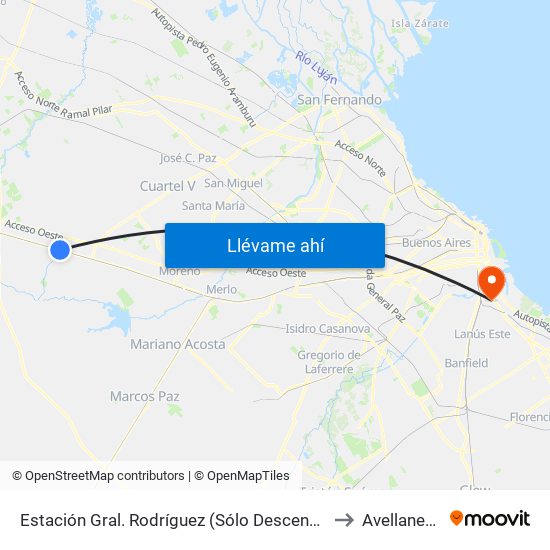 Estación Gral. Rodríguez (Sólo Descenso) to Avellaneda map