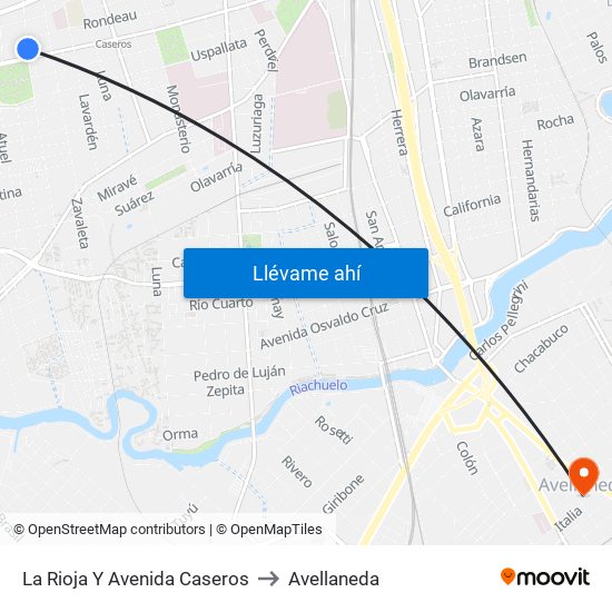 La Rioja Y Avenida Caseros to Avellaneda map