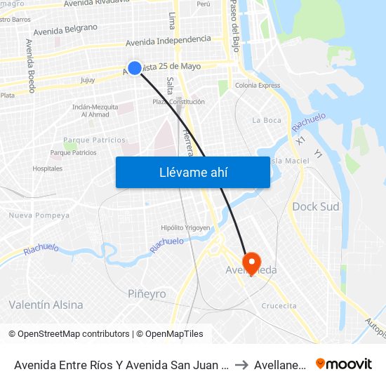 Avenida Entre Ríos Y Avenida San Juan (8) to Avellaneda map