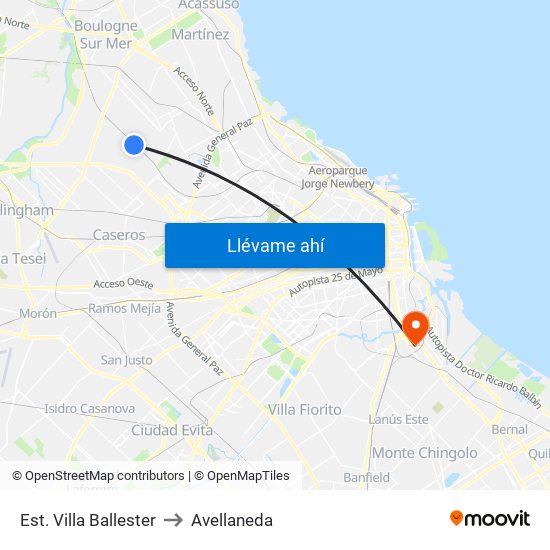 Est. Villa Ballester to Avellaneda map