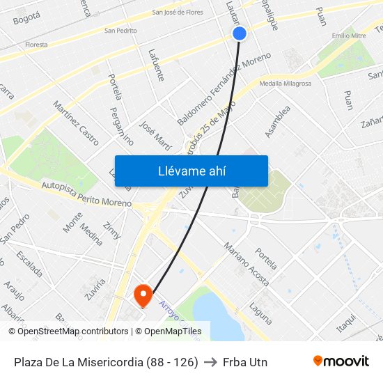 Plaza De La Misericordia (88 - 126) to Frba Utn map