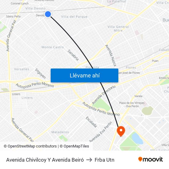 Avenida Chivilcoy Y Avenida Beiró to Frba Utn map