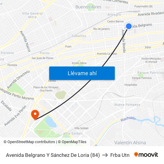 Avenida Belgrano Y Sánchez De Loria (84) to Frba Utn map