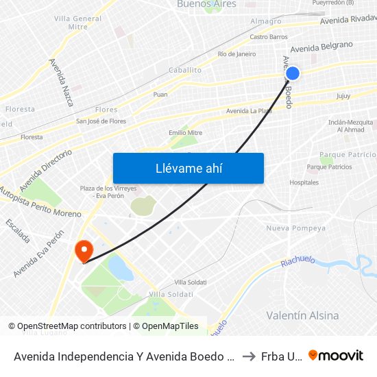 Avenida Independencia Y Avenida Boedo (96) to Frba Utn map