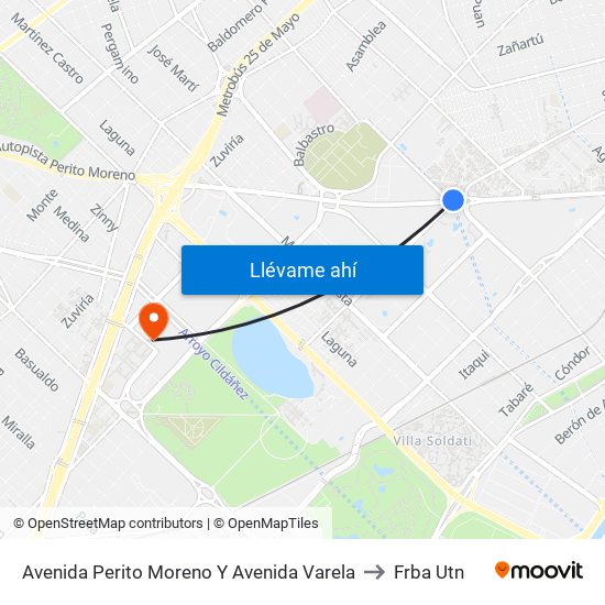 Avenida Perito Moreno Y Avenida Varela to Frba Utn map
