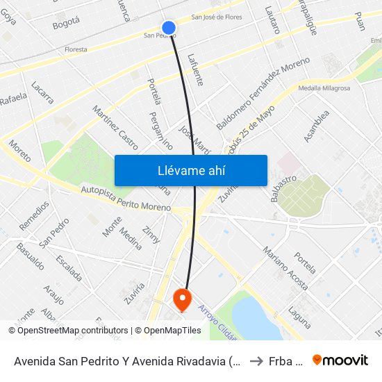Avenida San Pedrito Y Avenida Rivadavia (76 - 145) to Frba Utn map
