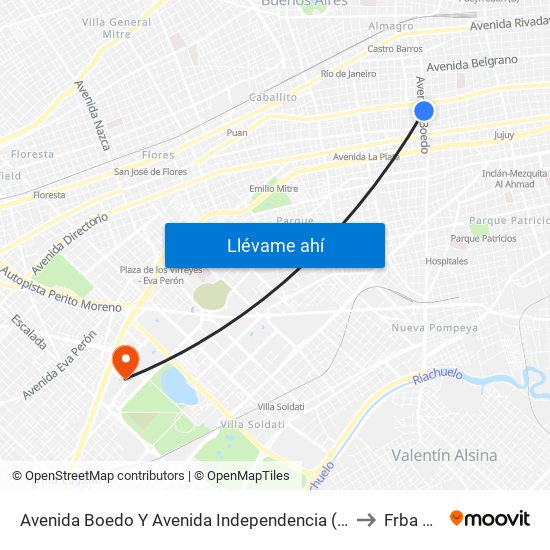 Avenida Boedo Y Avenida Independencia (7 - 88) to Frba Utn map