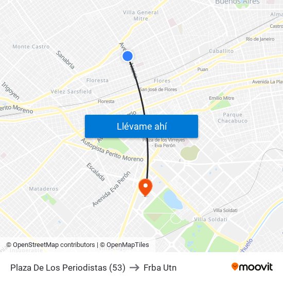 Plaza De Los Periodistas (53) to Frba Utn map
