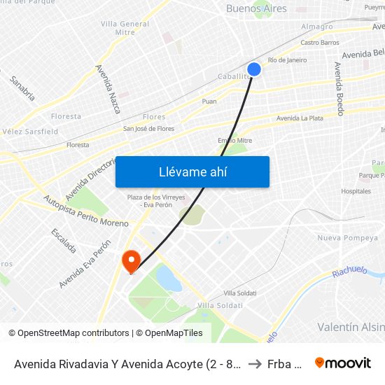 Avenida Rivadavia Y Avenida Acoyte (2 - 8 - 86) to Frba Utn map