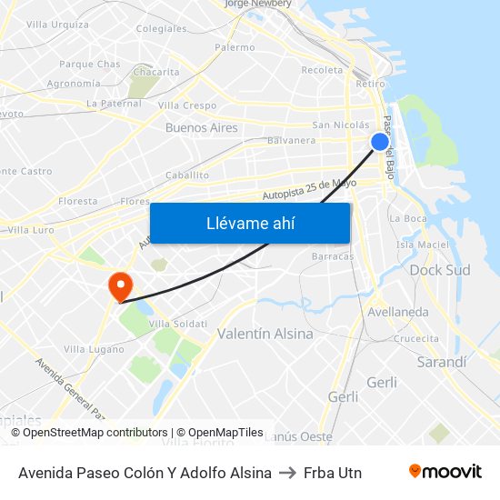 Avenida Paseo Colón Y Adolfo Alsina to Frba Utn map