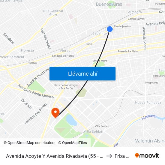 Avenida Acoyte Y Avenida Rivadavia (55 - 145) to Frba Utn map